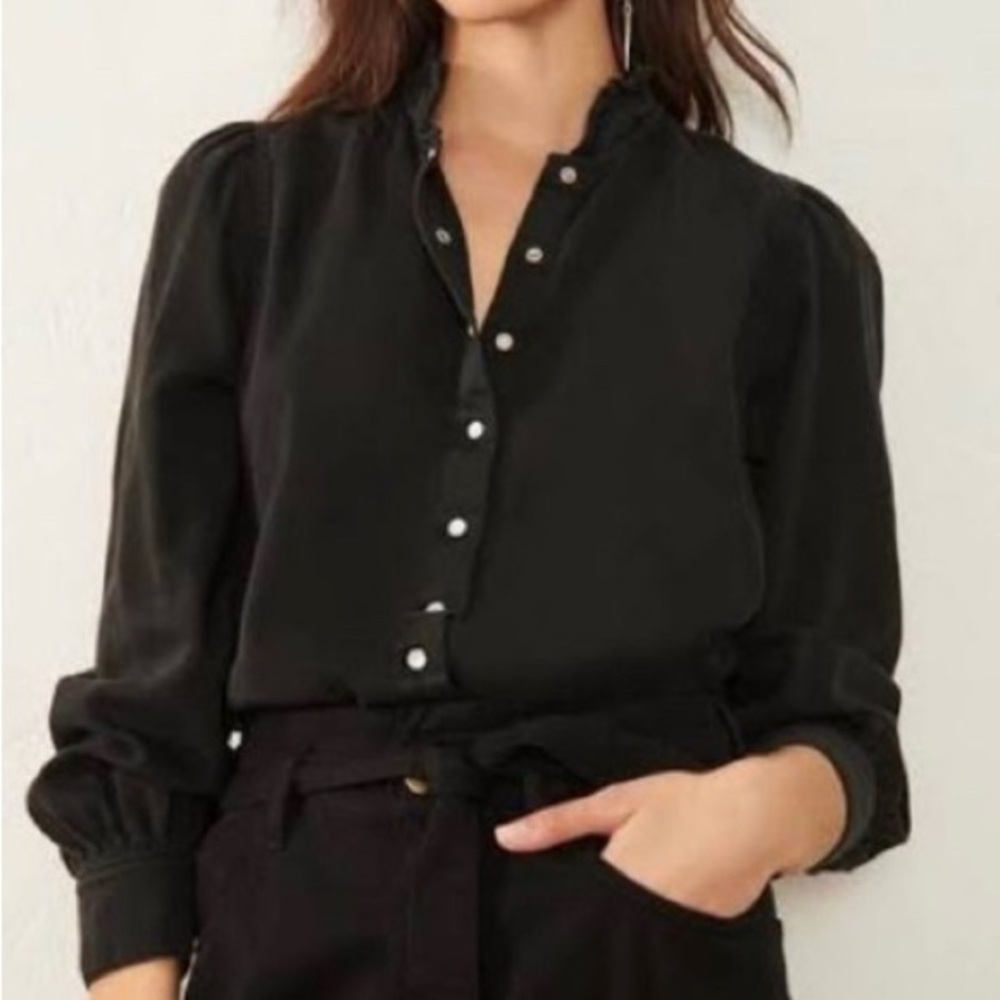 BA&SH denim blue blouse top with wide arms